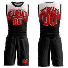 Load image into Gallery viewer, Custom Black Red-White Round Neck Sublimation Basketball Suit Jersey
