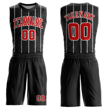 Load image into Gallery viewer, Custom Black Red-White Round Neck Sublimation Basketball Suit Jersey
