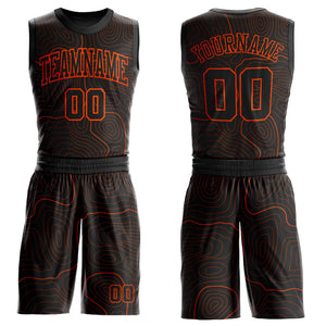 Custom Black Orange Round Neck Sublimation Basketball Suit Jersey