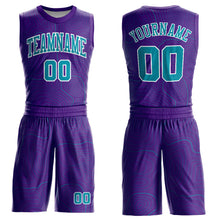 Charger l&#39;image dans la galerie, Custom Purple Teal-White Round Neck Sublimation Basketball Suit Jersey
