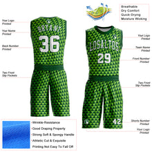 Laden Sie das Bild in den Galerie-Viewer, Custom Green White-Neon Green Triangle Shapes Round Neck Sublimation Basketball Suit Jersey
