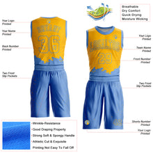 Загрузить изображение в средство просмотра галереи, Custom Yellow Light Blue Color Splash Round Neck Sublimation Basketball Suit Jersey
