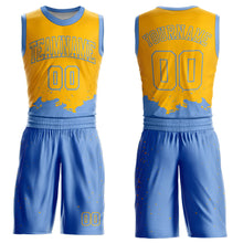 Загрузить изображение в средство просмотра галереи, Custom Yellow Light Blue Color Splash Round Neck Sublimation Basketball Suit Jersey
