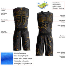 Загрузить изображение в средство просмотра галереи, Custom Black Old Gold Bright Lines Round Neck Sublimation Basketball Suit Jersey
