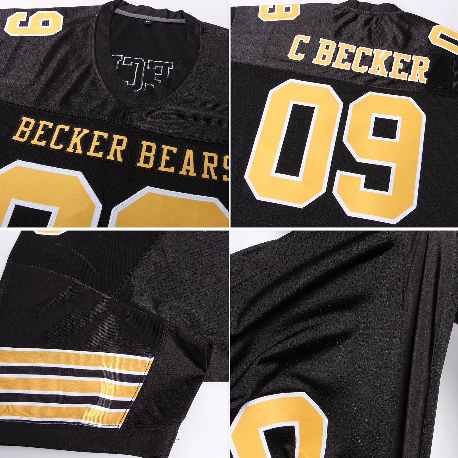 Custom Black Gold-White Mesh Authentic Football Jersey – CustomJerseysPro