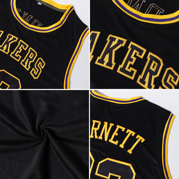 Custom Team White Basketball Black Rib-Knit Jersey Gold