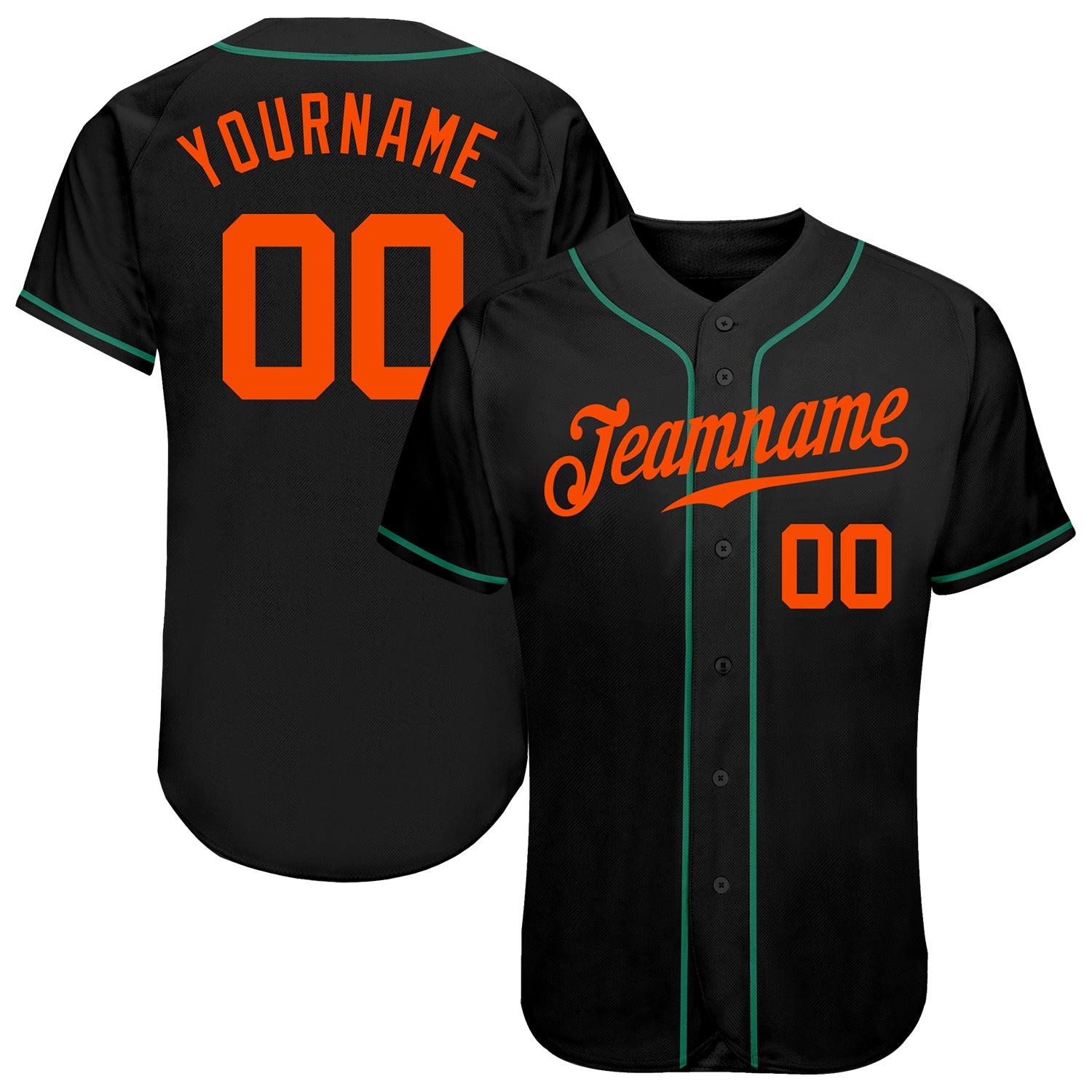 Custom Black Orange-Kelly Green Authentic Baseball Jersey Discount