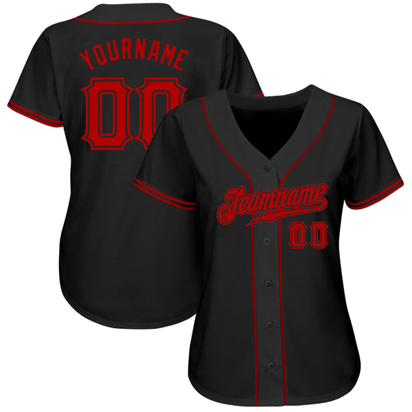 Custom Red Red-Black Authentic Baseball Jersey – CustomJerseysPro