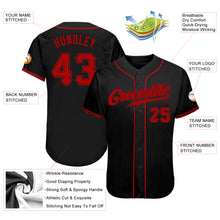 Load image into Gallery viewer, Custom Black Red Authentic Baseball Jersey
