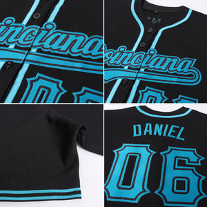 Custom Black Teal Authentic Baseball Jersey