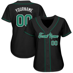 Custom Black Kelly Green-White Authentic Baseball Jersey