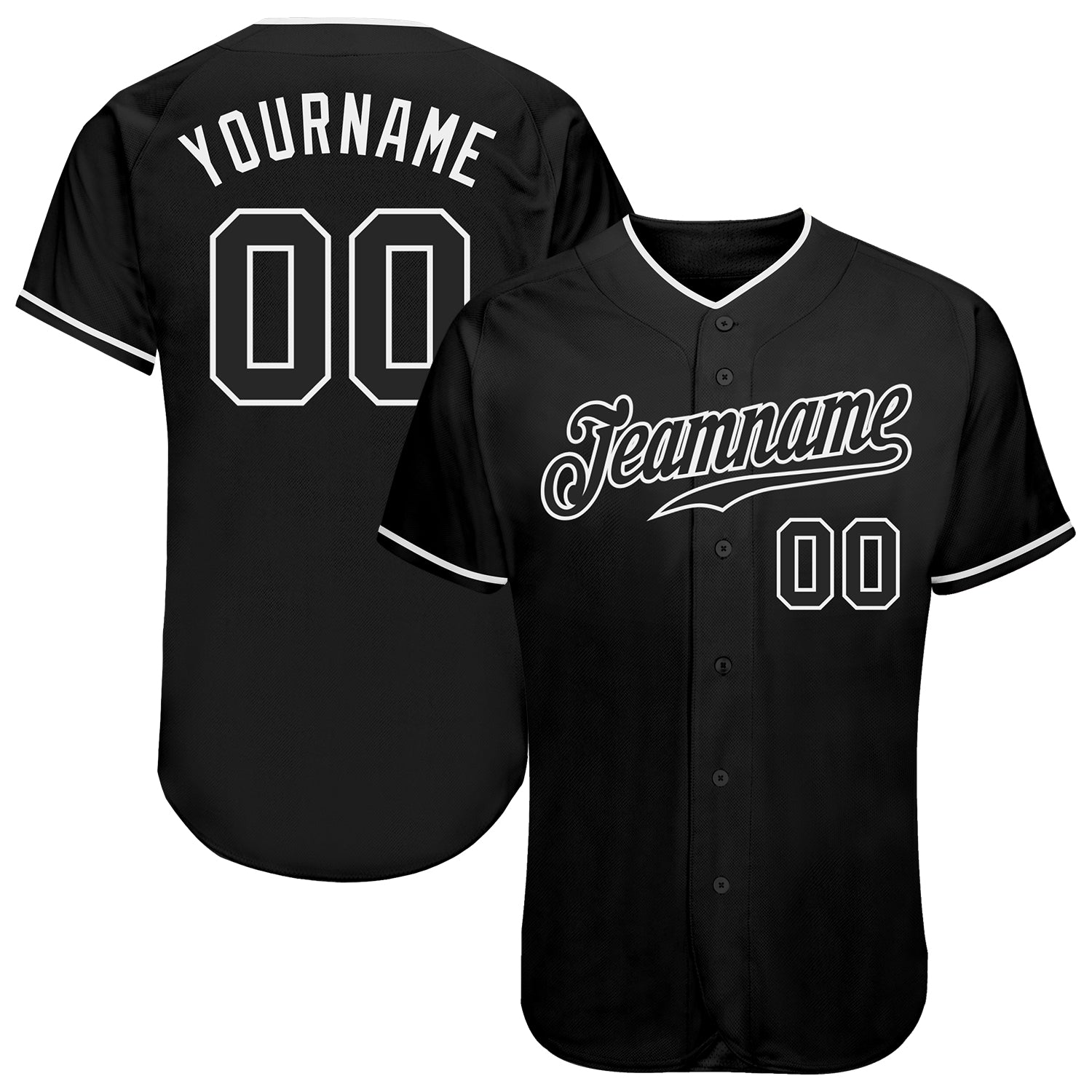 Custom Black Black-White Authentic Baseball Jersey Men's Size:M