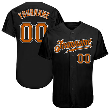 Custom Black Texas Orange-White Authentic Baseball Jersey