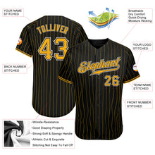 Laden Sie das Bild in den Galerie-Viewer, Custom Black Gold Pinstripe Gold-White Authentic Baseball Jersey
