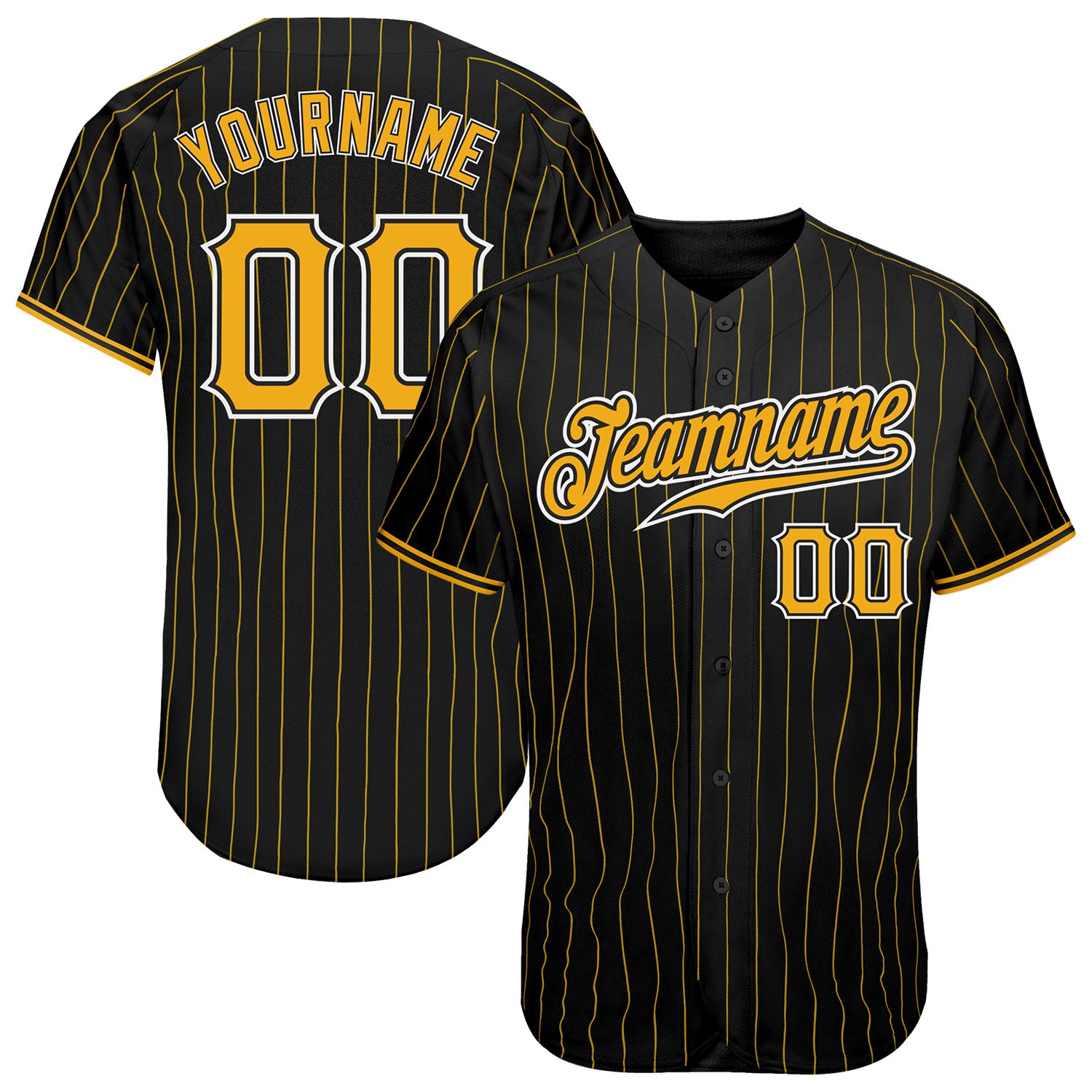 Cheap Custom White Black Pinstripe Black-Gold Authentic Baseball Jersey  Free Shipping – CustomJerseysPro