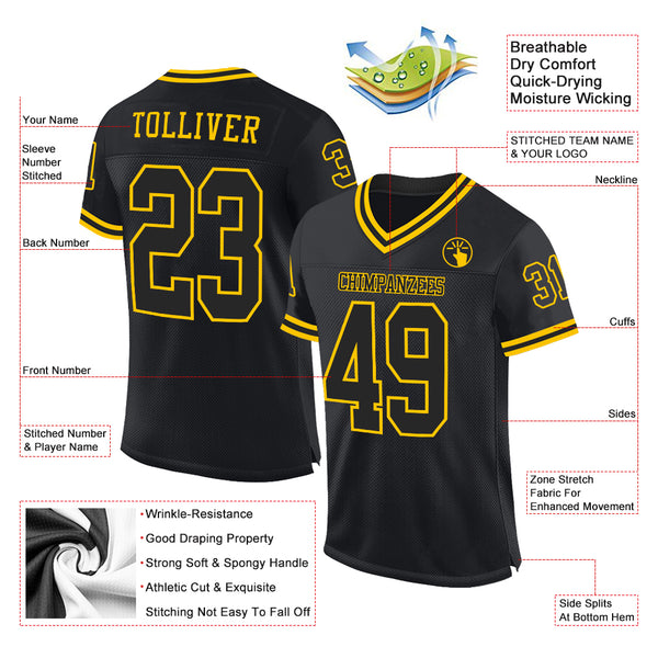 Cheap Custom Black Black-White Mesh Authentic Football Jersey Free Shipping  – CustomJerseysPro