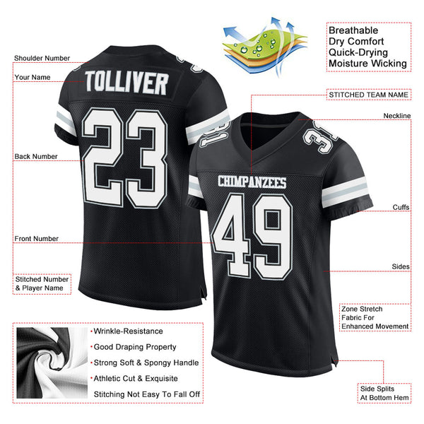 Cheap Custom White Black-Silver Mesh Authentic Football Jersey Free  Shipping – CustomJerseysPro