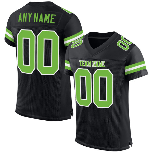 Custom Black Gotham Green-White Mesh Drift Fashion Football Jersey