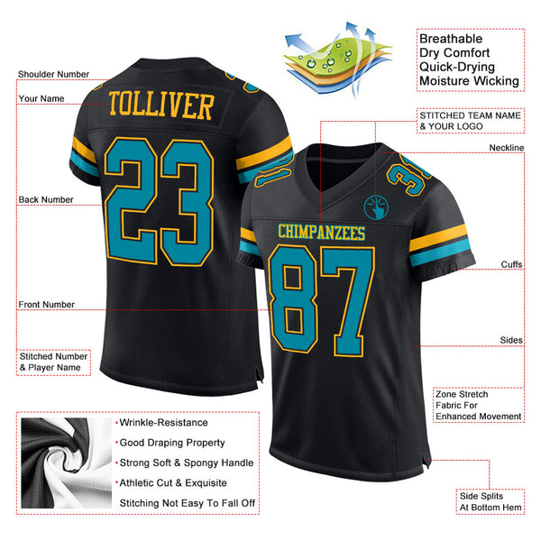 Cheap Custom White Black-Gold Mesh Authentic Football Jersey Free Shipping  – CustomJerseysPro