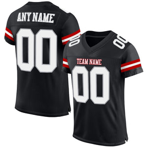 Custom Black White-Gray Mesh Authentic Football Jersey