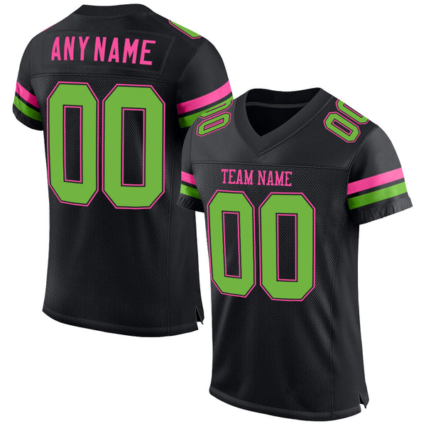 Cheap Custom Pink Neon Green-White Mesh Authentic Football Jersey