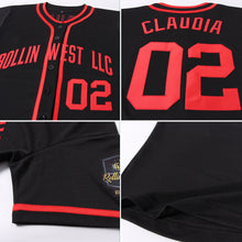 Load image into Gallery viewer, Custom Black Red Authentic Baseball Jersey
