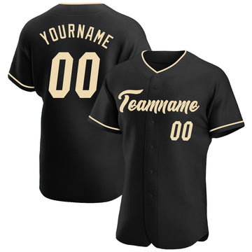 Custom Black Cream Authentic Baseball Jersey