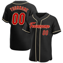 Load image into Gallery viewer, Custom Black Red-Cream Authentic Baseball Jersey
