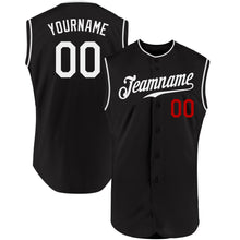 Laden Sie das Bild in den Galerie-Viewer, Custom Black White-Red Authentic Sleeveless Baseball Jersey
