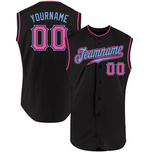 Charger l&#39;image dans la galerie, Custom Black Pink-Light Blue Authentic Sleeveless Baseball Jersey
