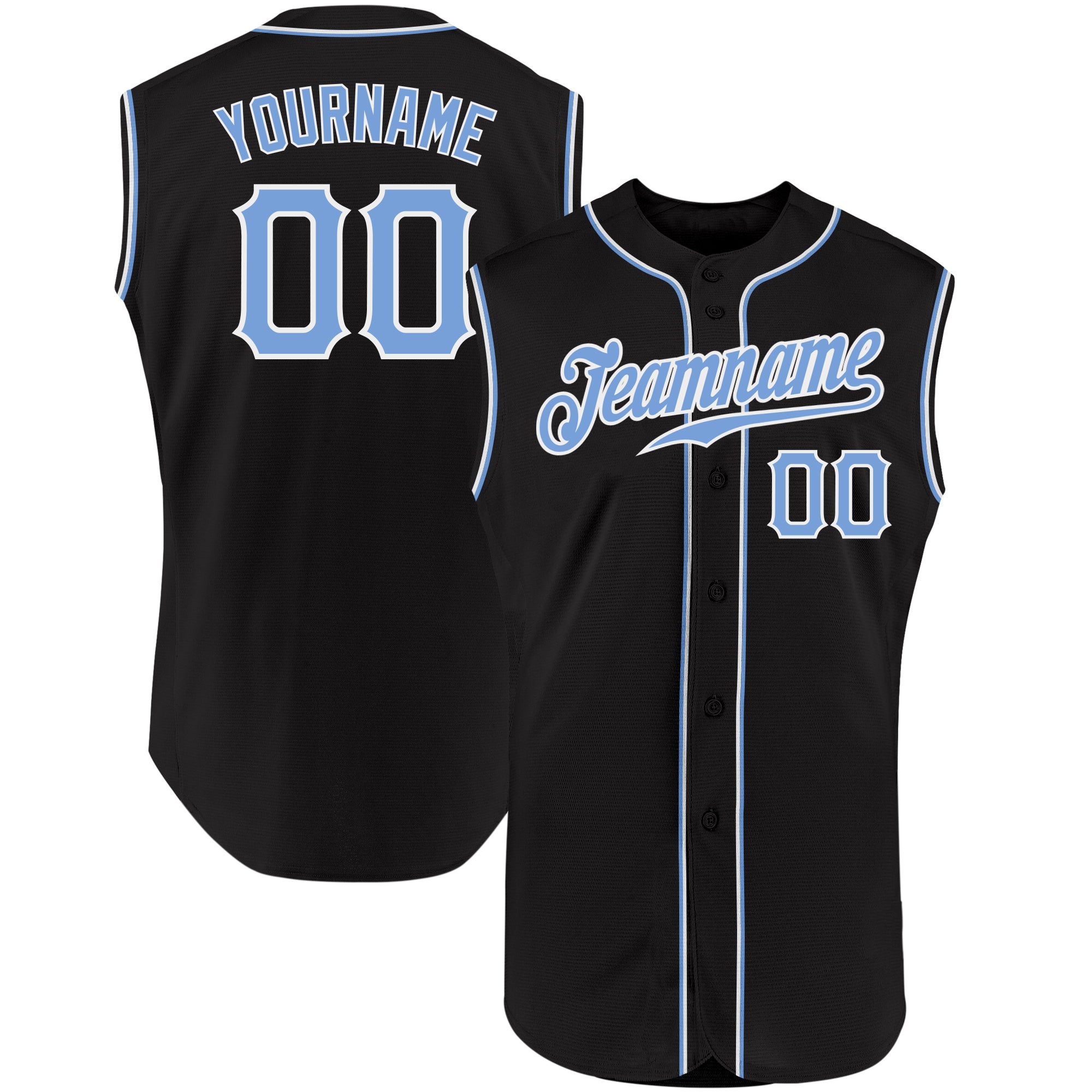 Cheap Custom Black Light Blue-White Authentic Sleeveless Baseball Jersey  Free Shipping – CustomJerseysPro