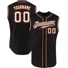 Laden Sie das Bild in den Galerie-Viewer, Custom Black White-Orange Authentic Sleeveless Baseball Jersey
