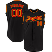 Load image into Gallery viewer, Custom Black Red-Gold Authentic Sleeveless Baseball Jersey
