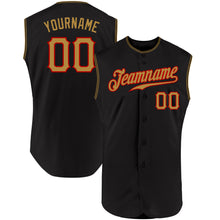 Загрузить изображение в средство просмотра галереи, Custom Black Old Gold-Red Authentic Sleeveless Baseball Jersey
