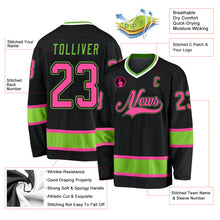 Laden Sie das Bild in den Galerie-Viewer, Custom Black Pink-Neon Green Hockey Jersey
