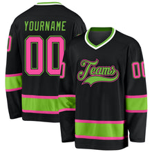 Laden Sie das Bild in den Galerie-Viewer, Custom Black Pink-Neon Green Hockey Jersey
