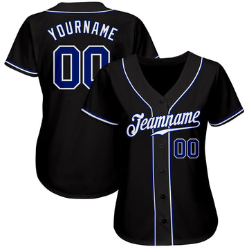 Custom Black Royal-White Authentic Baseball Jersey