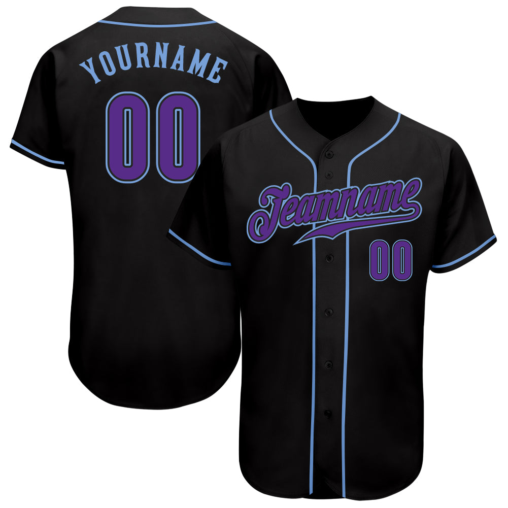 Custom Light Blue Purple-Black Authentic Baseball Jersey Sale