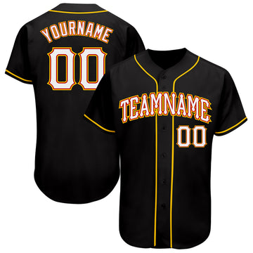 Custom Black White-Gold Authentic Baseball Jersey