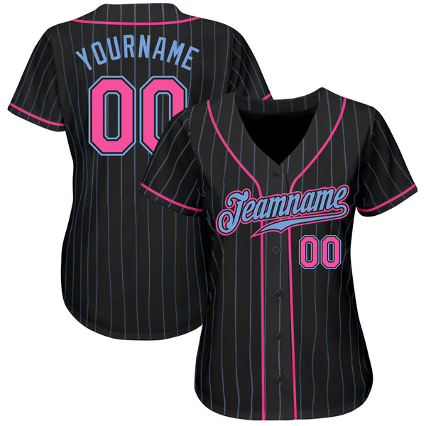 Custom Powder Blue Black Pinstripe Pink-White Authentic Baseball Jersey  Fast Shipping – FiitgCustom