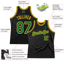 Load image into Gallery viewer, Custom Black Kelly Green-Gold Authentic Throwback Basketball Jersey
