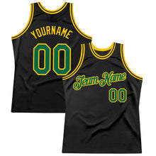 Load image into Gallery viewer, Custom Black Kelly Green-Gold Authentic Throwback Basketball Jersey
