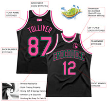 Load image into Gallery viewer, Custom Black Pink-Kelly Green Authentic Throwback Basketball Jersey
