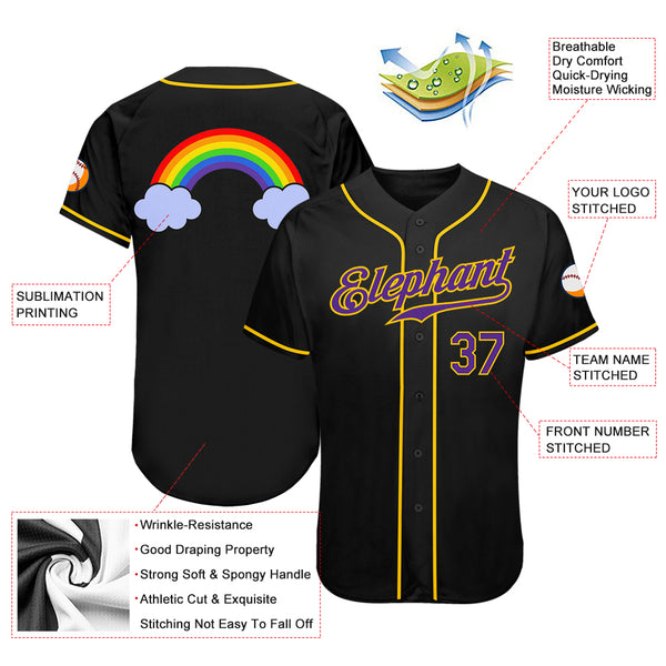 Cheap Custom Black Purple-Gold Rainbow For Pride LGBT Authentic Baseball  Jersey Free Shipping – CustomJerseysPro