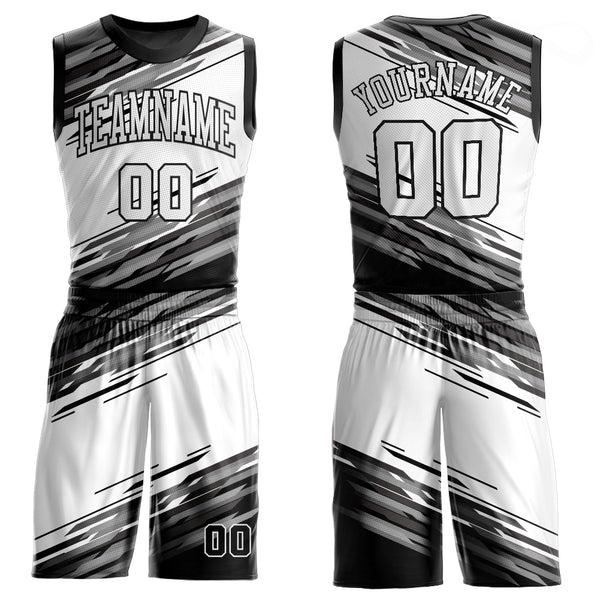 Custom White Black Round Neck Basketball Jersey – CustomJerseysPro