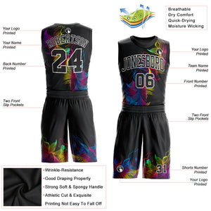 Custom Black Black-White Round Neck Sublimation Basketball Suit Jersey