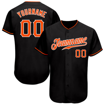 Custom Black Orange-White Authentic Baseball Jersey