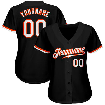 Custom Black White-Orange Authentic Baseball Jersey