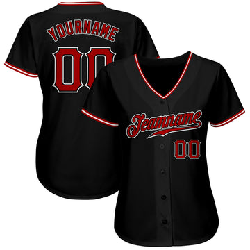 Custom Black Red-White Authentic Baseball Jersey