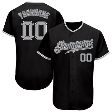 Custom Black Gray-White Authentic Baseball Jersey